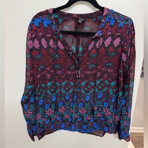 Lucky Brand Floral Top - Red and Blue